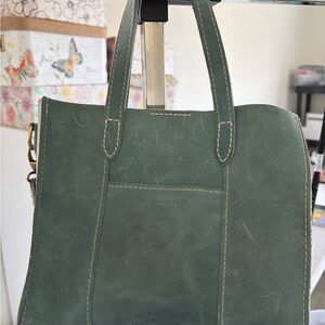 Portland Leather Olive Green Leather Crossbody Tote